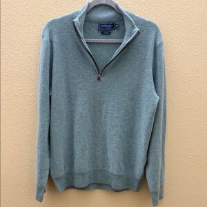Vineyard Vines Men's Seafoam Blue Quarter-Zip Sweater 100% cashmere